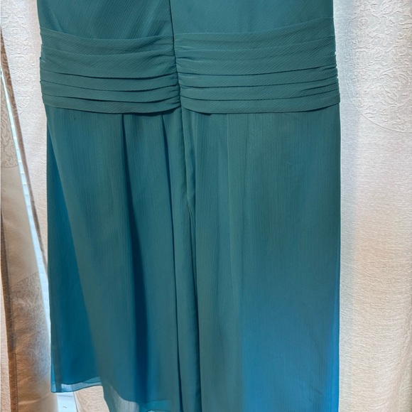 David’s Bridal Strapless Crinkle Chiffon Bridesmaid Dress size 16 Color Blue - Picture 14 of 14
